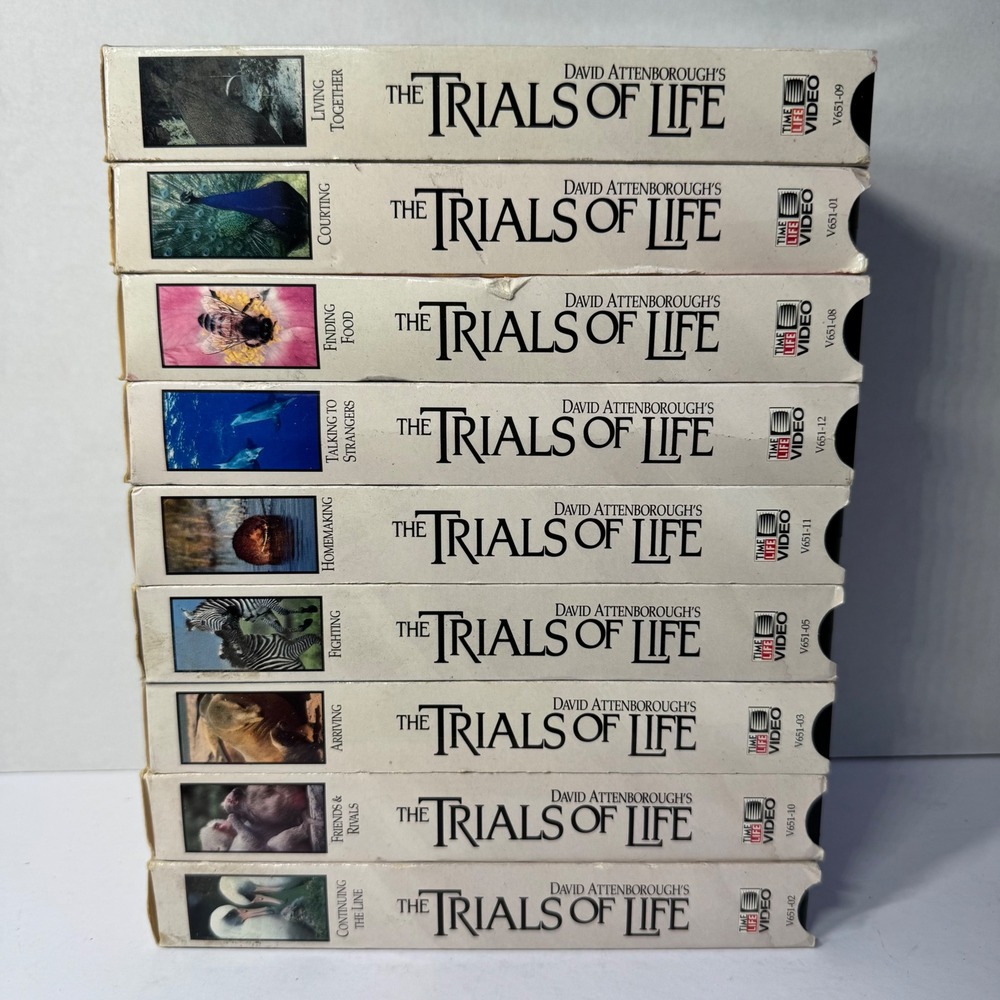 David Attenborough's The Trials of Life Vintage 9 VHS Set Time Life Videos 1991‎